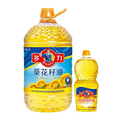 多力压榨葵花籽食用油5L+238ml家用桶装食用油炒菜清香含维生素E